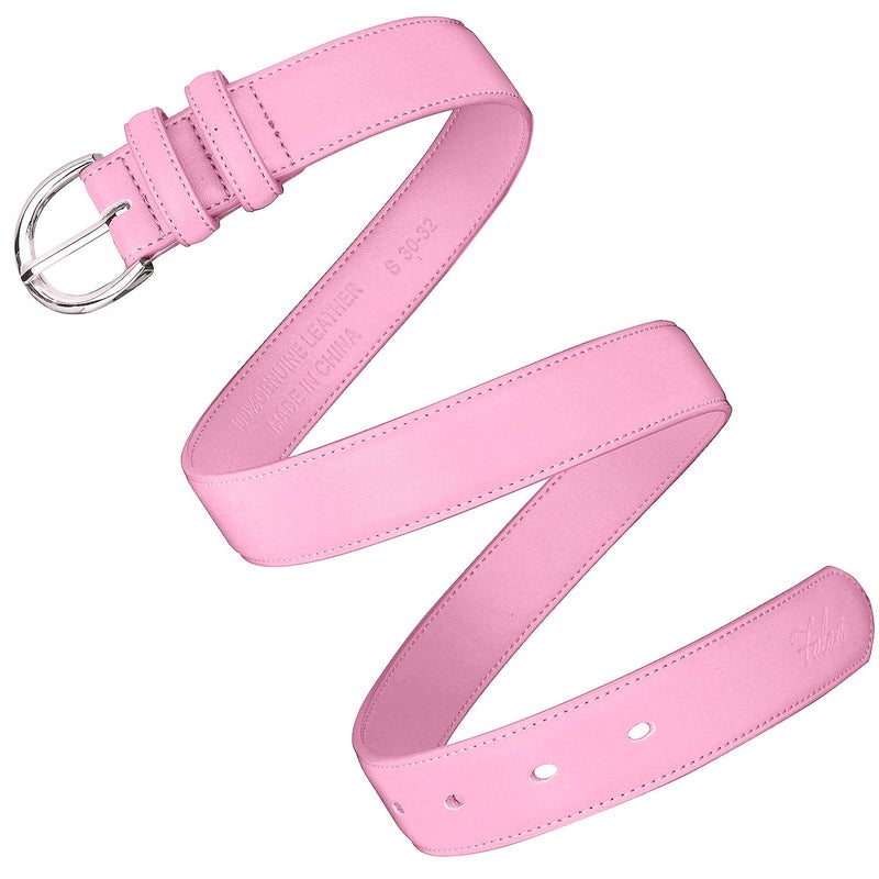 Falari Women Genuine Leather Belt Fashion Dress Belt With Single Prong Buckle 6028-Pink-S - Image 3